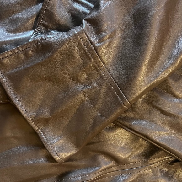 EUC ZARA CHOCOLATE BROWN FAUX LEATHER DRESS! - Picture 3 of 5